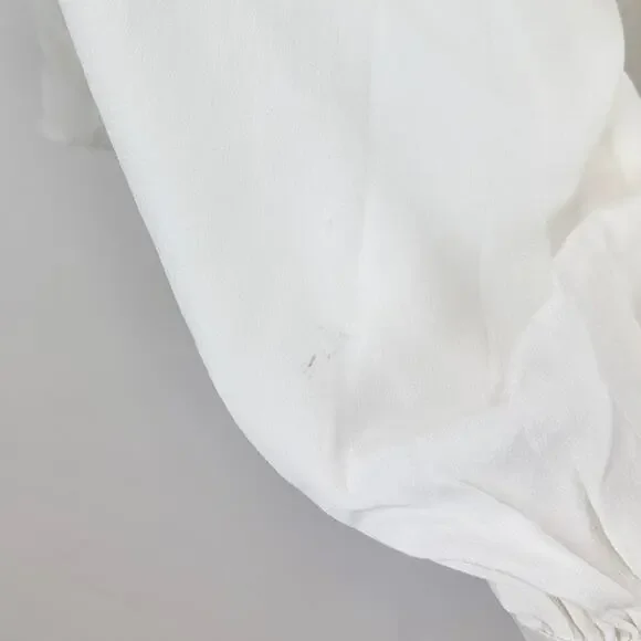 Madewell Shirred Long Sleeve Top Blouse Silk Lightweight Winter White Medium NWT - Picture 16 of 16